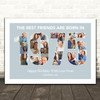 Photo Collage Birthday Gift For Male Friend Blue 22-Photo Year 1975 Print Canvas