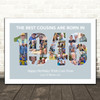 Photo Collage Blue Birthday Gift For Cousin Male 26-Photo Year 1946 Print Canvas