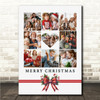 Photo Collage Christmas Gift For Anyone 9-Photo Pink Red Floral Bow Print Canvas