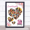 Photo Collage 30th Birthday Gift For Granddaughter 19-Photo Floral Print Canvas