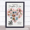 Photo Collage 50th Birthday Gift For Daughter-In-Law 16-Photo Pink Print Canvas