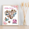 Photo Collage 50th Birthday Gift For Mother-In-Law 19-Photo Floral Print Canvas