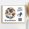 Photo Collage 60th Birthday Gift For Grandfather 14-Photo Football Print Canvas