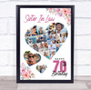 Photo Collage 70th Birthday Gift For Sister-In-Law 19-Photo Floral Print Canvas