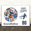 Photo Collage 80th Birthday Gift For Grandfather 14-Photo Football Print Canvas