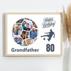 Photo Collage 80th Birthday Gift For Grandfather 14-Photo Football Print Canvas