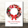 Photo Collage First Christmas Gift For Baby 9-Photo Wreath Red Bow Print Canvas
