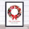 Photo Collage First Christmas Gift For Baby 9-Photo Wreath Red Bow Print Canvas