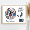 Photo Collage 100th Birthday Gift For Boyfriend 14-Photo Football Print Canvas