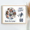 Photo Collage 60th Birthday Gift For Son-In-Law 14-Photo Football Print Canvas