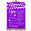 Purple Watercolour Lights I Spy Disposable Camera Personalised Wedding Sign