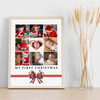 Photo Collage First Christmas Gift For Baby 9-Photo Pink Red Bow Print Canvas