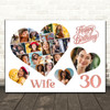 Photo Collage 30th Birthday Custom Gift For Wife 20-Photo Hearts Print Or Canvas