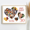 Photo Collage 30th Birthday Custom Gift For Wife 20-Photo Hearts Print Or Canvas