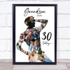 Photo Collage 30th Birthday Custom Gift For Grandson 9-Photo Man Print Or Canvas