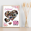 Photo Collage 100th Birthday Gift For Girlfriend 19-Photo Floral Print Or Canvas