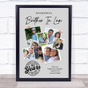 Photo Collage 40th Birthday Gift For Brother-In-Law 7-Photo Grey Print Or Canvas