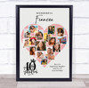 Photo Collage 40th Birthday Gift For Fiancée 16-Photo Pink Heart Print Or Canvas