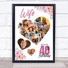 Photo Collage 40th Birthday Custom Gift For Wife 19-Photo Floral Print Or Canvas