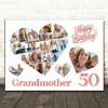Photo Collage 50th Birthday Gift For Grandmother 20-Photo Hearts Print Or Canvas