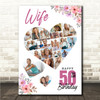 Photo Collage 50th Birthday Custom Gift For Wife 19-Photo Floral Print Or Canvas