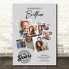 Photo Collage 60th Birthday Custom Gift For Brother 7-Photo Grey Print Or Canvas