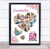Photo Collage 60th Birthday Gift For Grandmother 19-Photo Floral Print Or Canvas