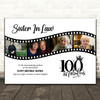 Photo Collage 100th Birthday Gift For Sister-In-Law 4-Photo Film Print Or Canvas