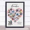 Photo Collage 70th Birthday Gift For Grandma 16-Photo Pink Heart Print Or Canvas