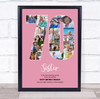 Photo Collage 70th Birthday Gift For Her 16-Photo Number 70 Pink Print Or Canvas