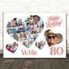 Photo Collage 80th Birthday Custom Gift For Wife 20-Photo Hearts Print Or Canvas Photo Collage 80th Birthday Custom Gift For Wife 20-Photo Hearts Print Or Canvas