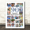 Photo Collage 90th Birthday Custom Gift For Cousin 20-Photo Blue Print Or Canvas