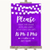 Purple Watercolour Lights Share Your Wishes Personalised Wedding Sign