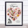 Photo Collage 21st Birthday Gift For Stepmum 16-Photo Pink Heart Print Or Canvas