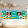 Personalised Party Banner For 13th Birthday With Photo Male Turquoise Cake
