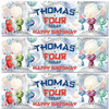 Personalised Party Banner For Kids Birthday Boys Watercolour Aliens Any Age