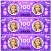 Personalised Party Banner For 100th Birthday With Photo Female Purple Balloons Personalised Party Banner For 100th Birthday With Photo Female Purple Balloons