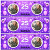 Personalised Party Banner For 25th Birthday With Photo Female Purple Balloons Personalised Party Banner For 25th Birthday With Photo Female Purple Balloons
