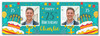 Personalised Party Banner For 25th Birthday With Photo Male Turquoise Cake