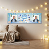 Personalised Party Banner For 100th Birthday With Photo Male Blue Balloon Gift