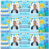 Personalised Party Banner For 100th Birthday With Photo Male Blue Cake Gift