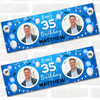 Personalised Party Banner For 35th Birthday With Photo Male Blue Balloons