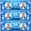 Personalised Party Banner For 35th Birthday With Photo Male Blue Balloons