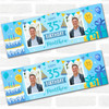 Personalised Party Banner For 35th Birthday With Photo Male Blue Cake Gift