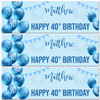 Personalised Party Banner For 40th Birthday Male Blue Balloon Star Personalised Party Banner For 40th Birthday Male Blue Balloon Star