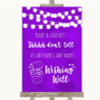 Purple Watercolour Lights Wishing Well Message Personalised Wedding Sign