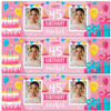 Personalised Party Banner For 45th Birthday With Photo Female Pink Cake Gift