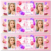 Personalised Party Banner For 45th Birthday With Photo Female Pink Cake