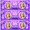 Personalised Party Banner For 45th Birthday With Photo Female Purple Balloons