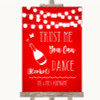 Red Watercolour Lights Alcohol Says You Can Dance Personalised Wedding Sign